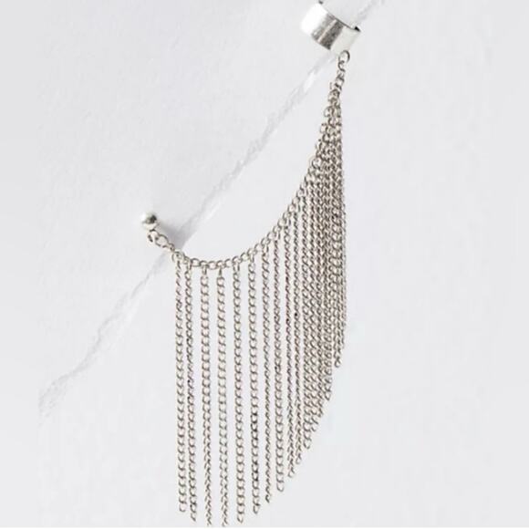 Free People Breakfast Club Ear Cuff Silver Fringe Western Bohemian Grunge Punk - Picture 7 of 13